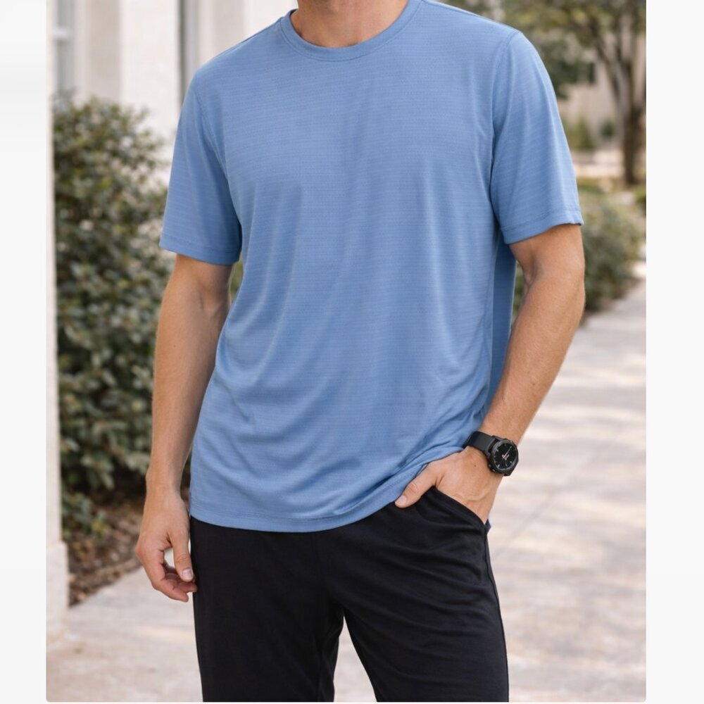 Soybu M Blue Performance Tee Lightweight Active Short Sleeve Top